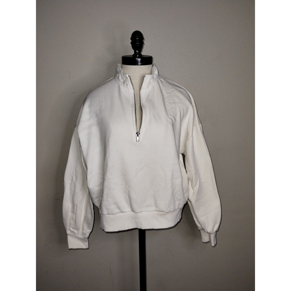 Vintage Banana Republic Women's White Pullover Half Zip Cropped Sweater Sz Small